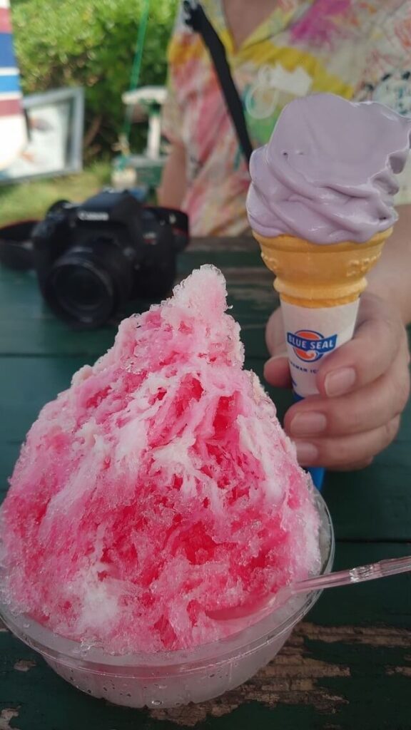 沖縄旅行　残波岬灯台の売店で食べたかき氷とアイス