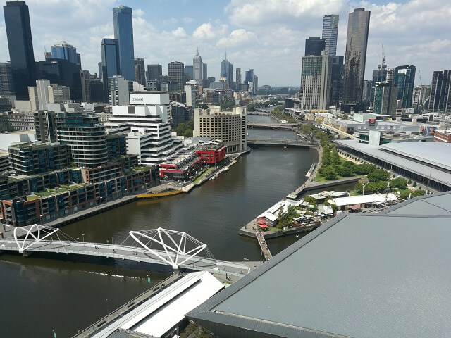 メルボルンのパンパシフィックホテル（Pan Pacific Melbourne）からの眺め