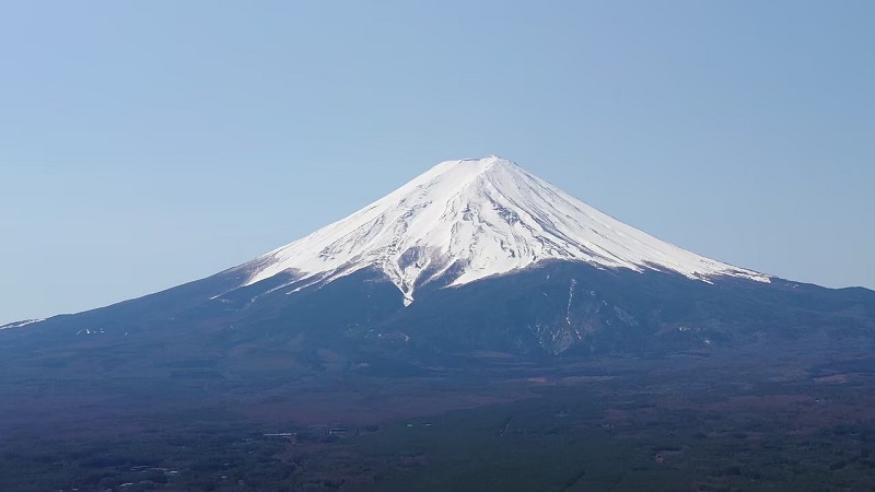 「河口湖　遊覧船」から見た富士山