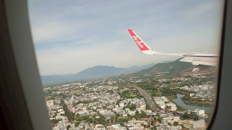 飛行機から撮影したダナンの写真