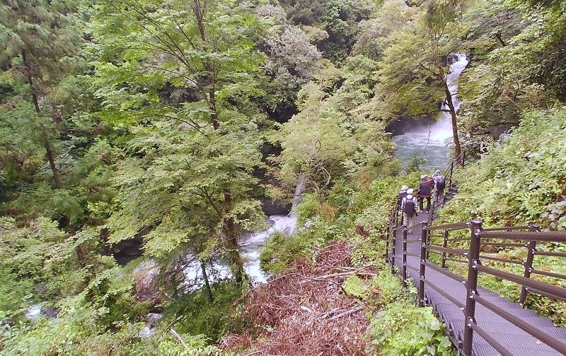 にこ淵 遊歩道を下っていくとだんだん全景が見えてくる